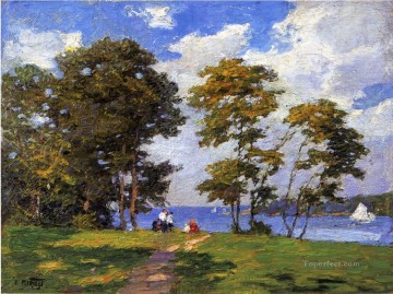  Edward Pintura - Paisaje junto a la orilla, también conocido como The Picnic, paisaje de playa Edward Henry Potthast